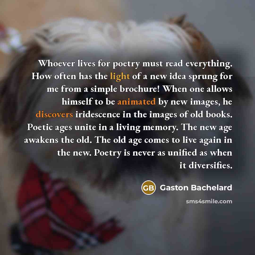“Whoever lives for poetry must read everything. How often has…” quote by Gaston Bachelard