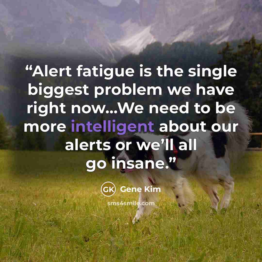 “Alert fatigue is the single biggest problem we have right now…We need to be more intelligent about our alerts or we’ll all go insane.” quote by Gene Kim