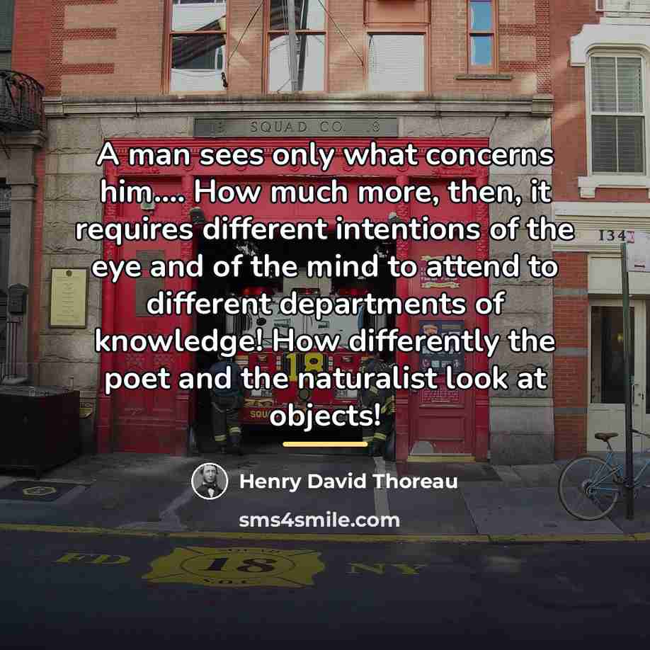 “A man sees only what concerns him.... How much more,…” quote by Henry David Thoreau