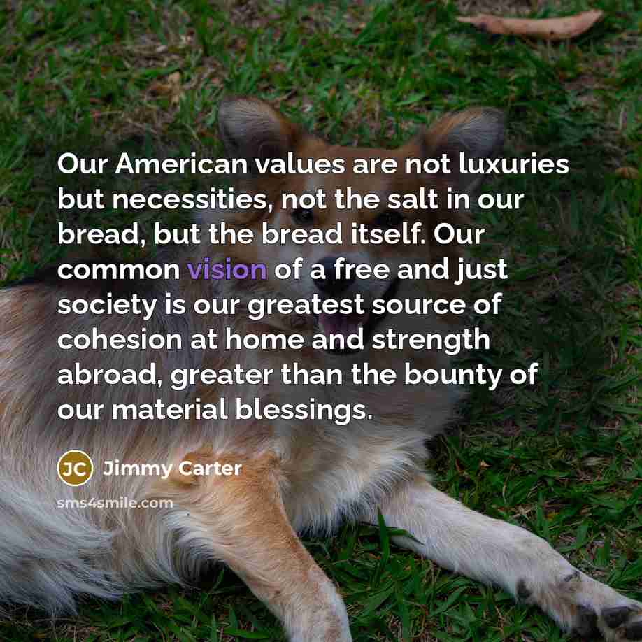 “Our American values are not luxuries but necessities, not the…” quote by Jimmy Carter