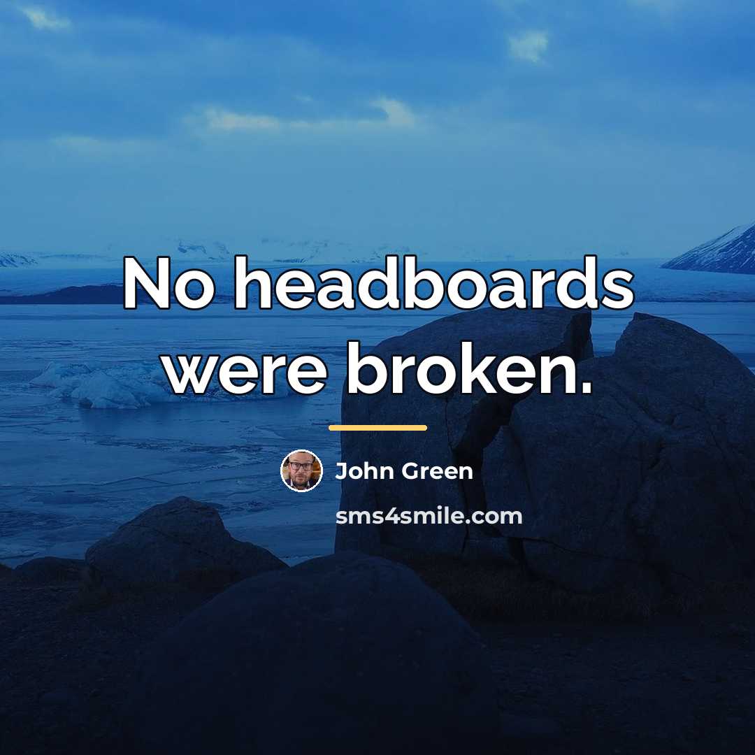 “No headboards were broken.…” quote by John Green