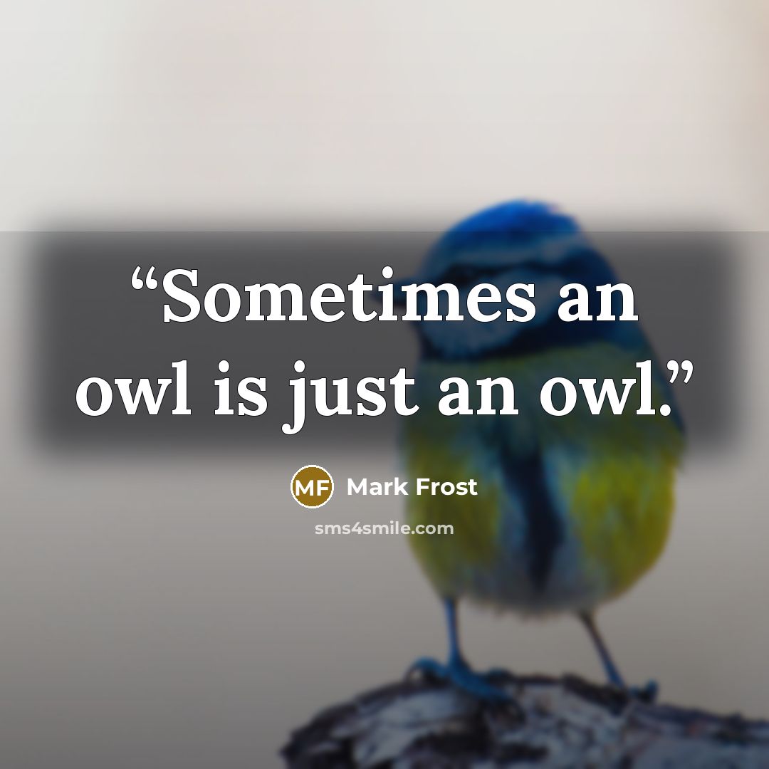 “Sometimes an owl is just an owl.” quote by Mark Frost