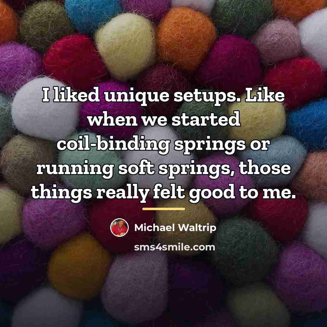 “I liked unique setups. Like when we started coil-binding springs…” quote by Michael Waltrip