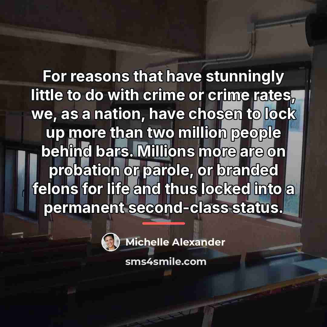 “For reasons that have stunningly little to do with crime…” quote by Michelle Alexander
