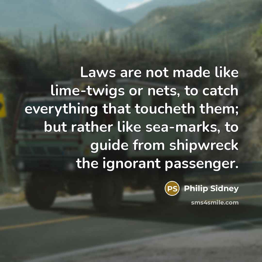 “Laws are not made like lime-twigs or nets, to catch…” quote by Philip Sidney