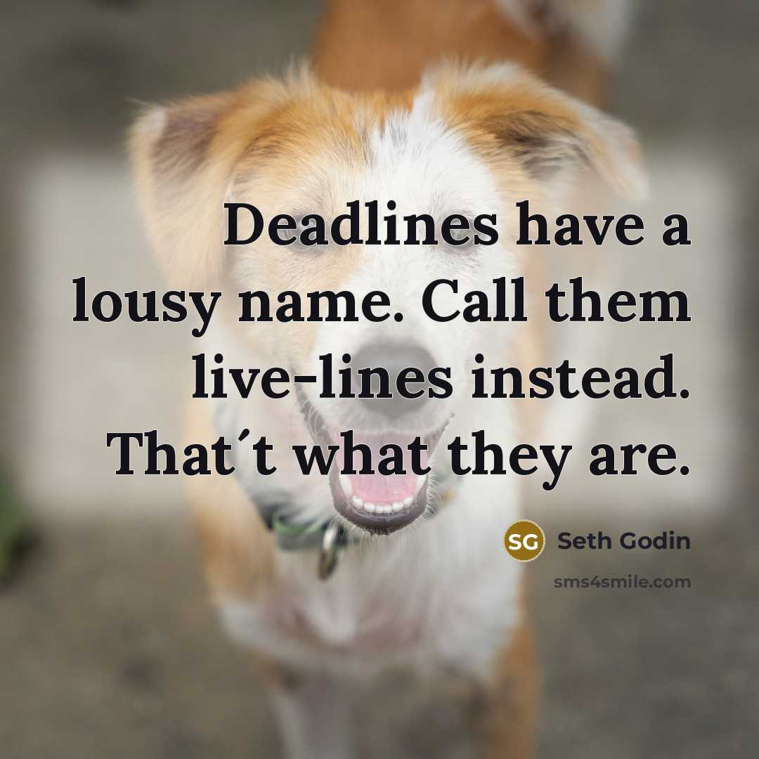 “Deadlines have a lousy name. Call them live-lines instead. That´t…” quote by Seth Godin
