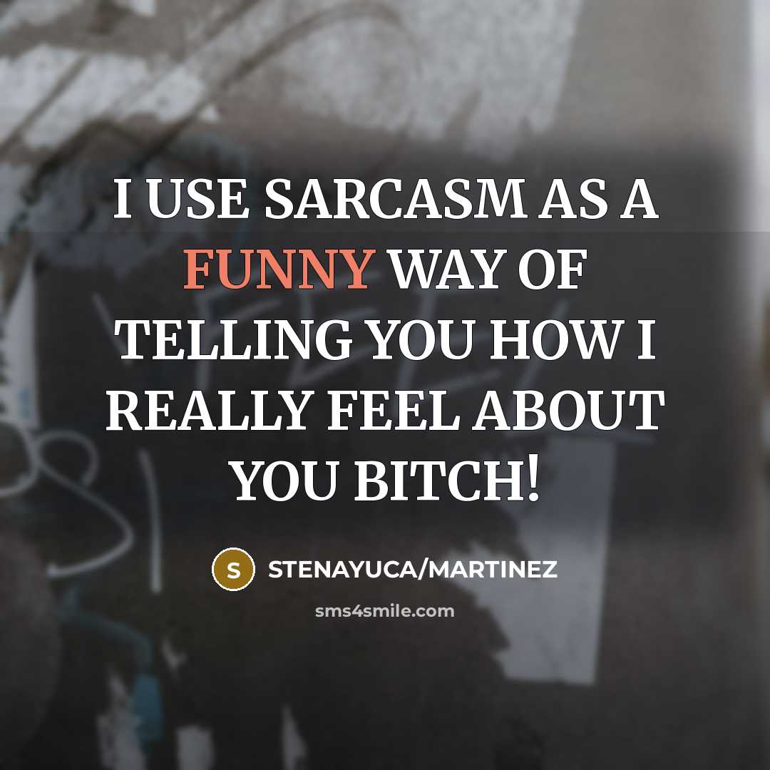 “I USE SARCASM AS A FUNNY WAY OF TELLING YOU HOW I REALLY FEEL ABOUT YOU BITCH!” quote by STENAYUCA/MARTINEZ