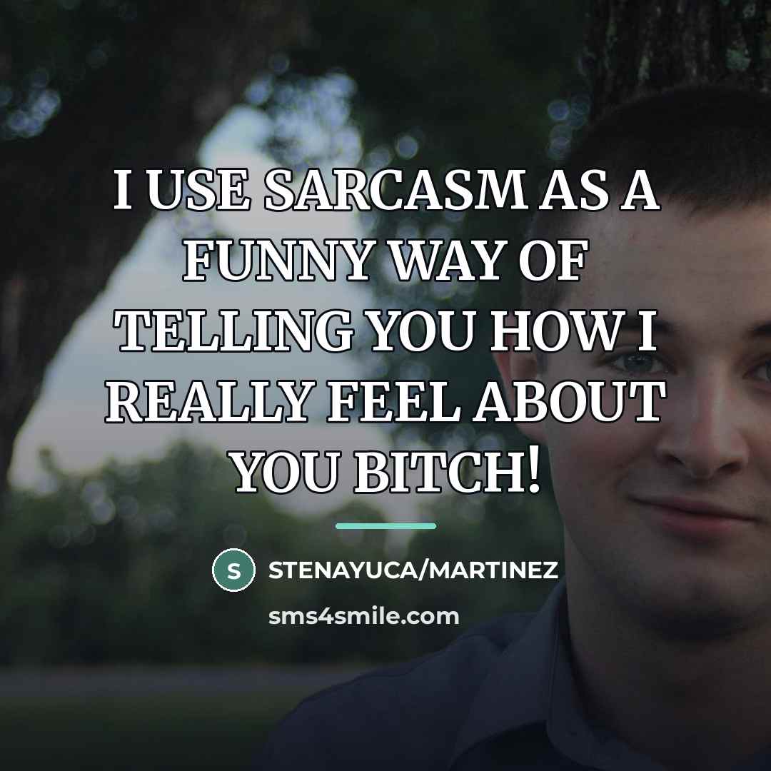 “I USE SARCASM AS A FUNNY WAY OF TELLING YOU…” quote by STENAYUCA/MARTINEZ