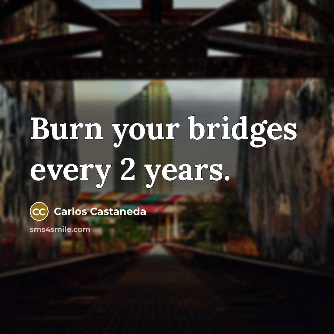 “Burn your bridges every 2 years.” quote by Carlos Castaneda