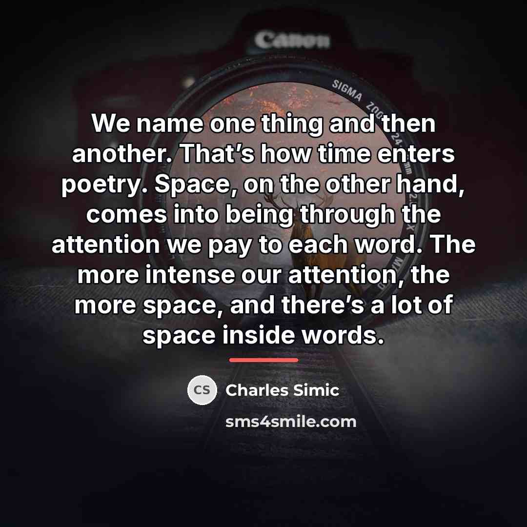 “We name one thing and then another. That’s how time…” quote by Charles Simic