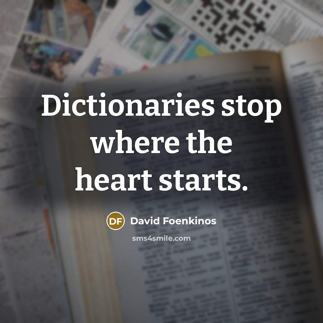 “Dictionaries stop where the heart starts.…” quote by David Foenkinos