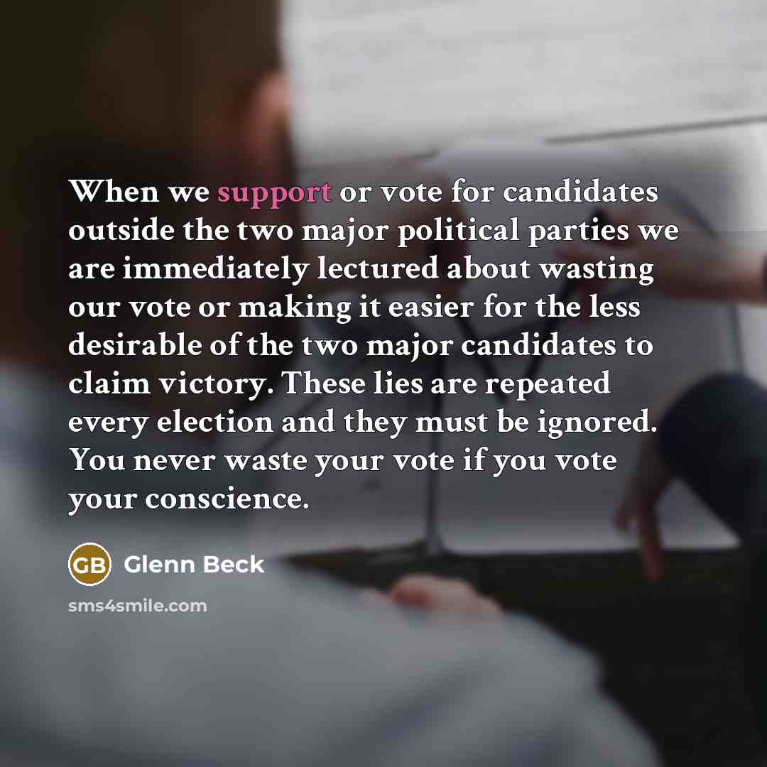 “When we support or vote for candidates outside the two…” quote by Glenn Beck