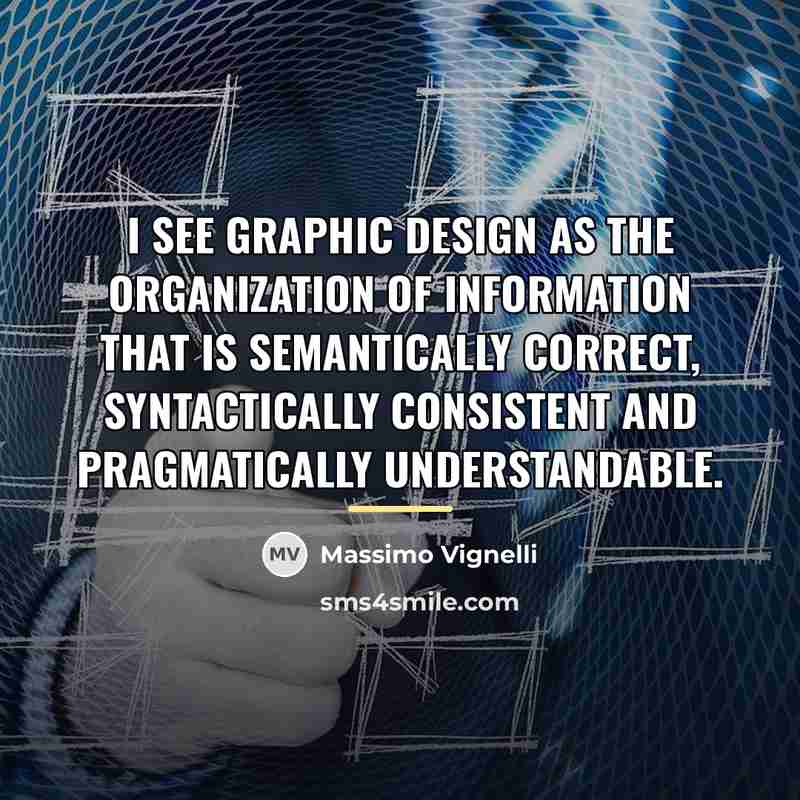 “I see graphic design as the organization of information that…” quote by Massimo Vignelli