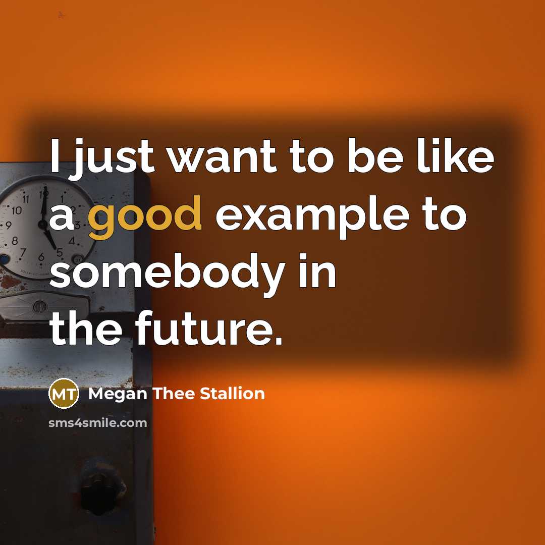“I just want to be like a good example to…” quote by Megan Thee Stallion