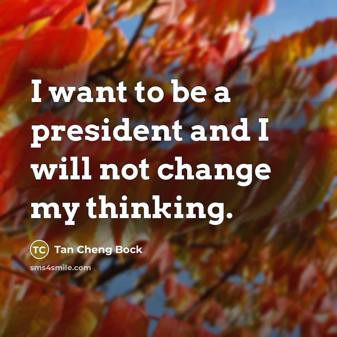 “I want to be a president and I will not…” quote by Tan Cheng Bock