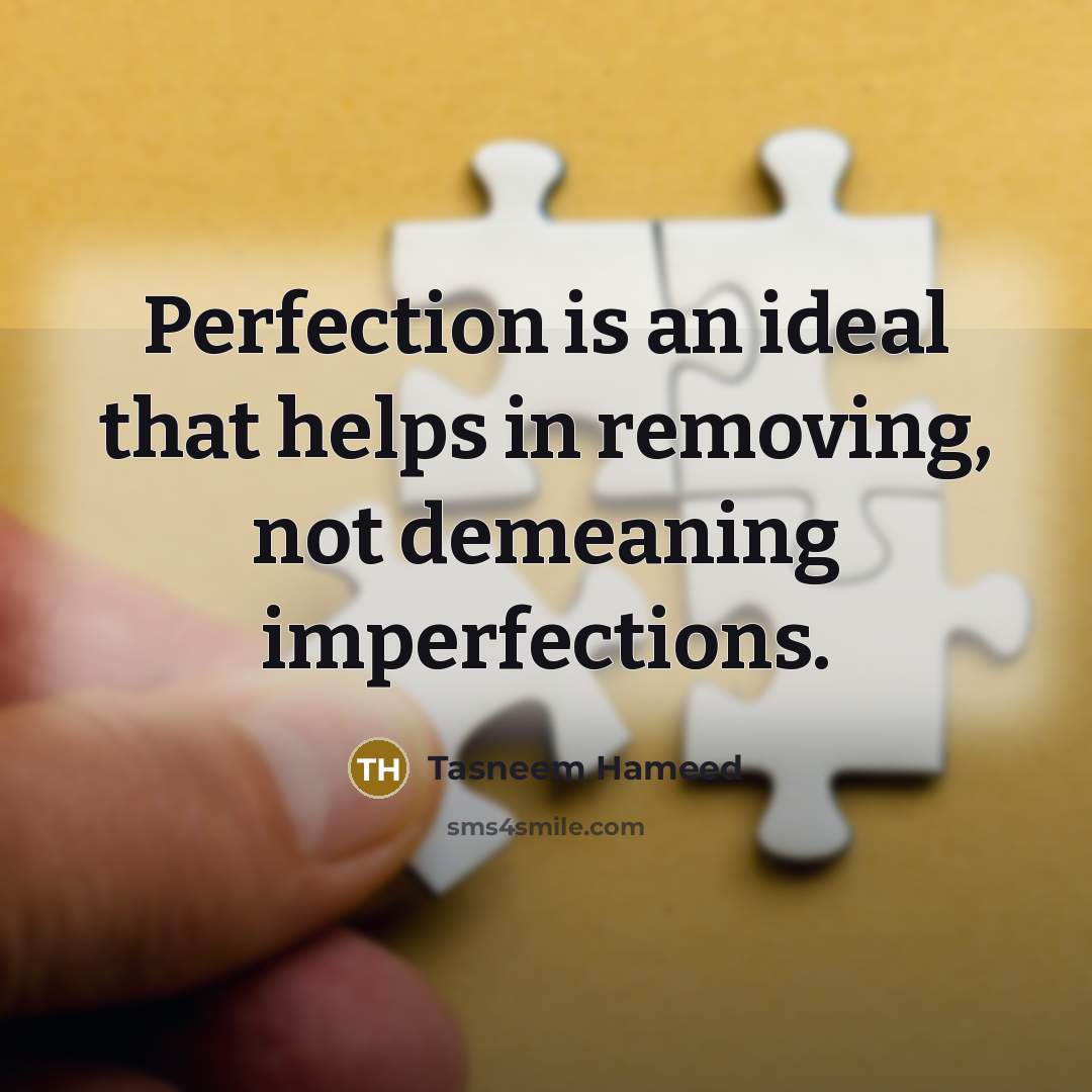 “Perfection is an ideal that helps in removing, not demeaning…” quote by Tasneem Hameed