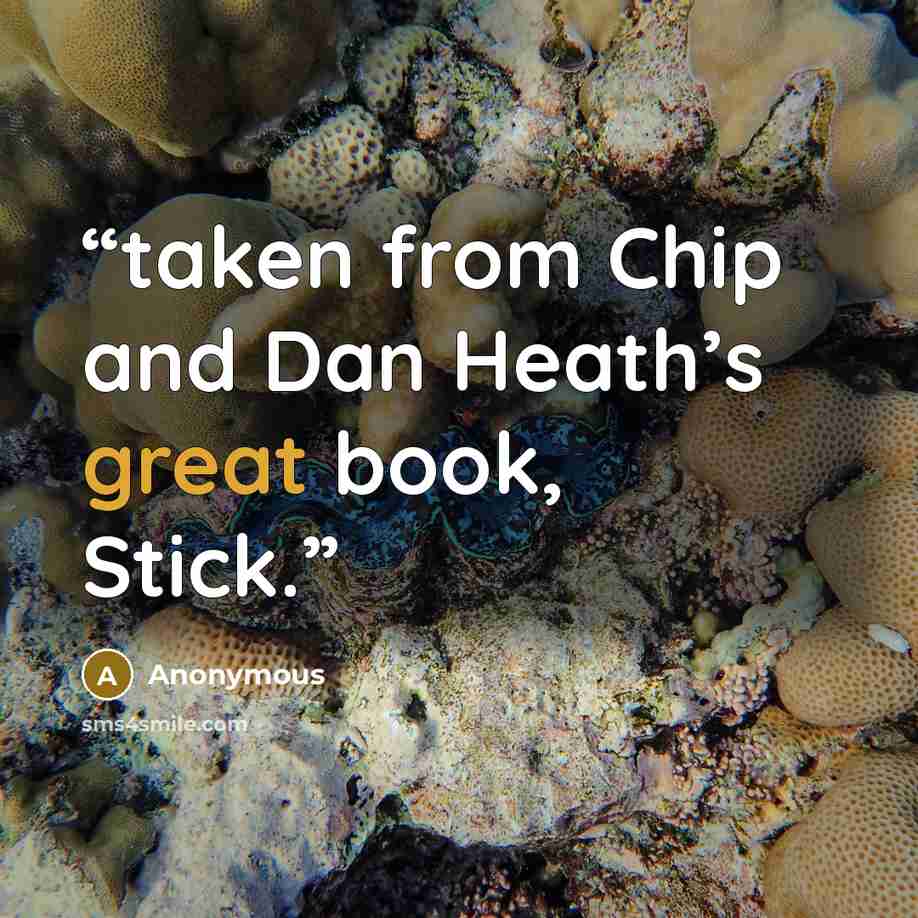 “taken from Chip and Dan Heath’s great book, Stick.” quote by Anonymous