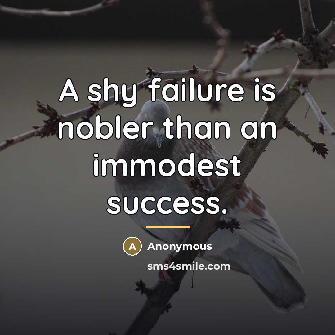 “A shy failure is nobler than an immodest success.…” quote by Anonymous