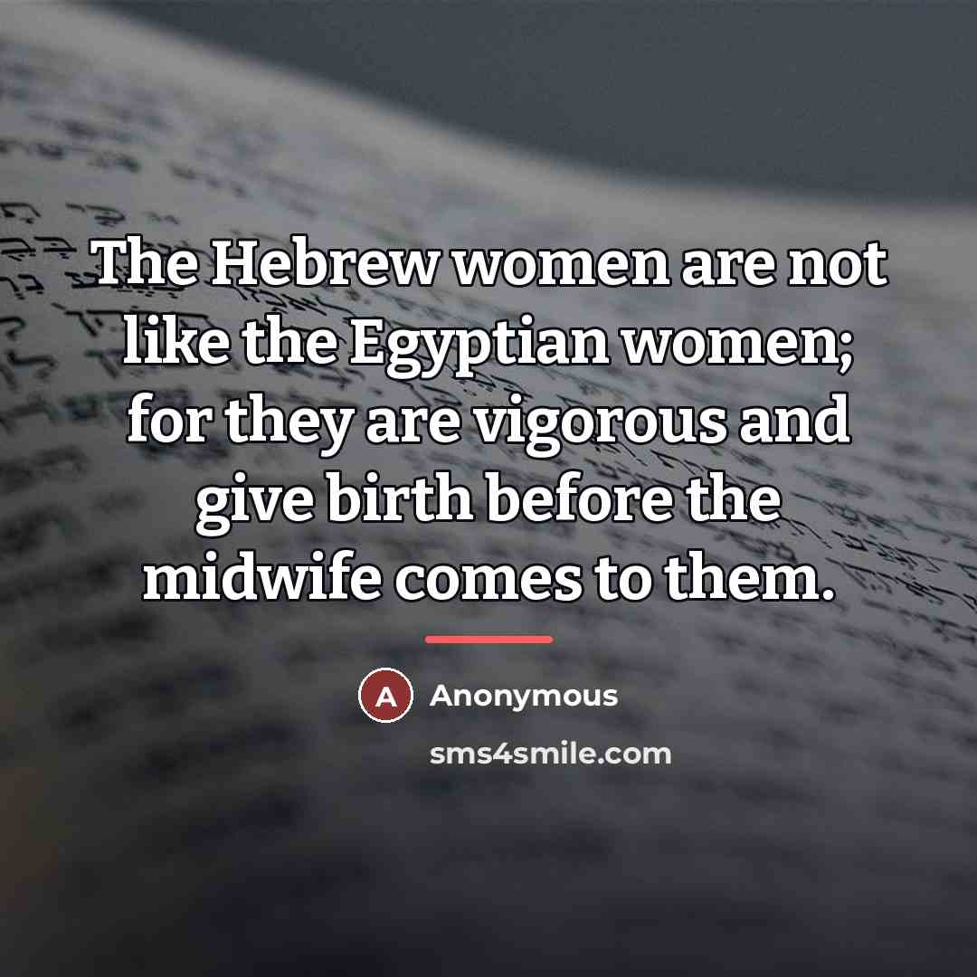 “The Hebrew women are not like the Egyptian women; for…” quote by Anonymous