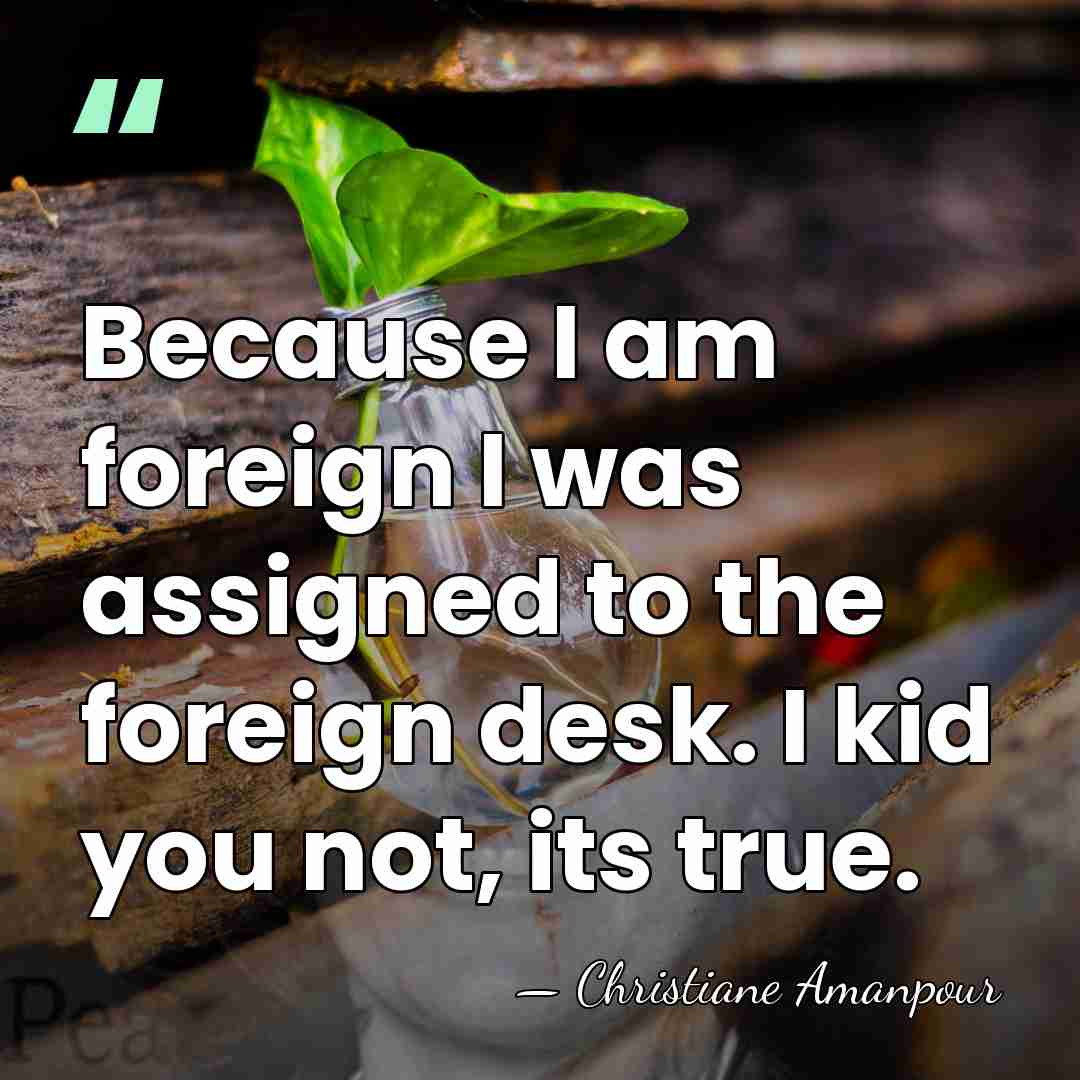 Because I am foreign I was assigned to the foreign desk. I&hellip; - Christiane Amanpour