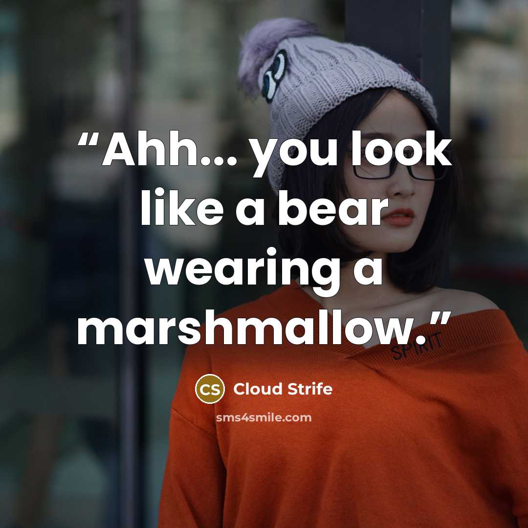 “Ahh... you look like a bear wearing a marshmallow.” quote by Cloud Strife