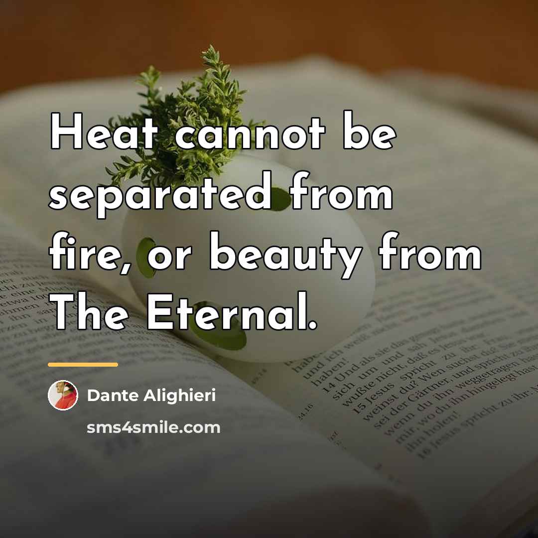 “Heat cannot be separated from fire, or beauty from The…” quote by Dante Alighieri