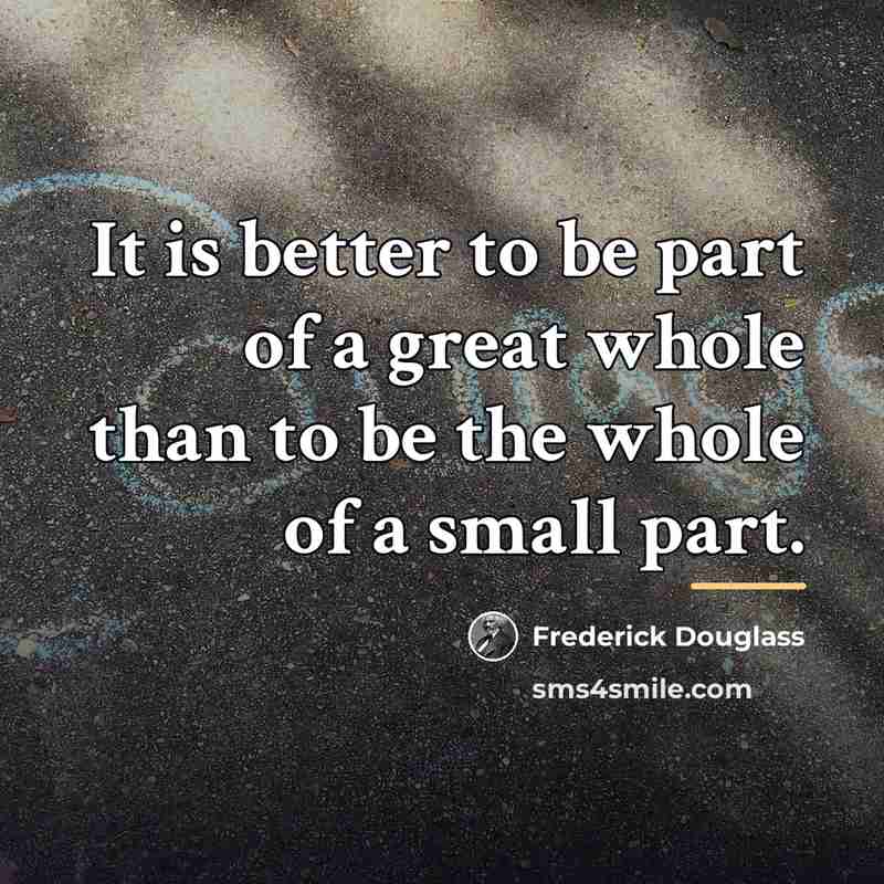 “It is better to be part of a great whole…” quote by Frederick Douglass