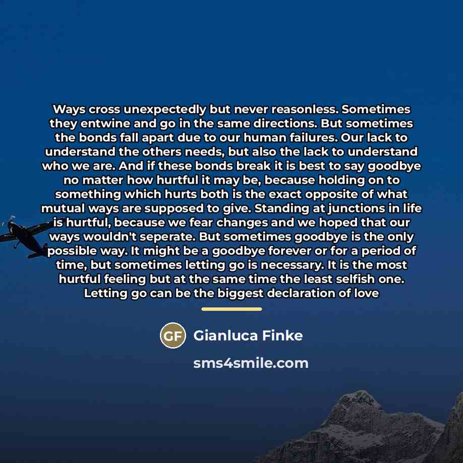 “Ways cross unexpectedly but never reasonless. Sometimes they entwine and…” quote by Gianluca Finke