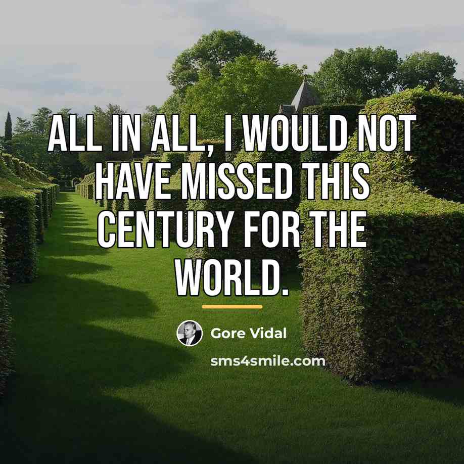 “All in all, I would not have missed this century…” quote by Gore Vidal