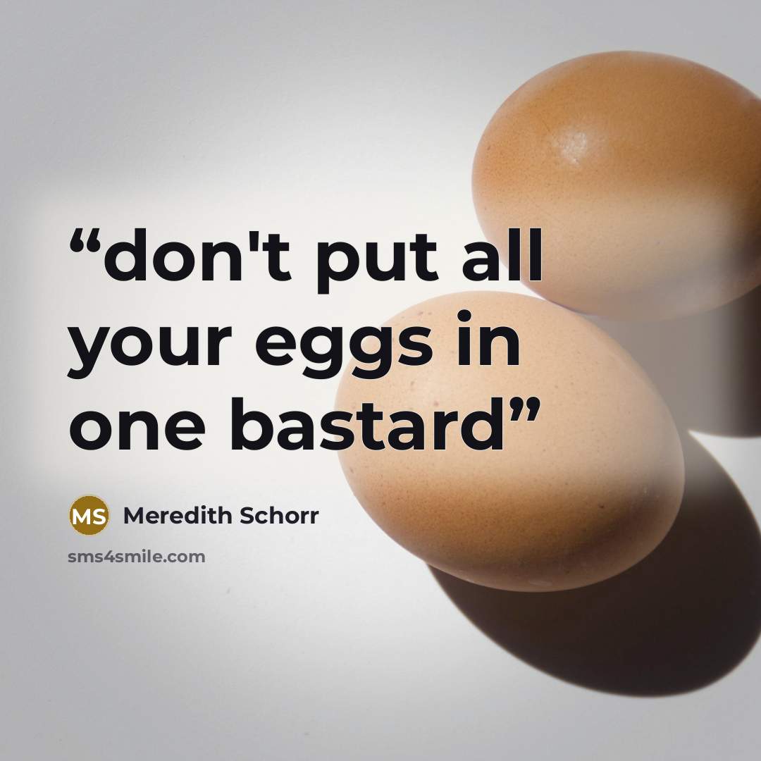 “don't put all your eggs in one bastard” quote by Meredith Schorr