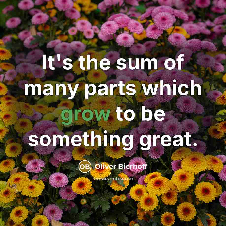 “It's the sum of many parts which grow to be…” quote by Oliver Bierhoff