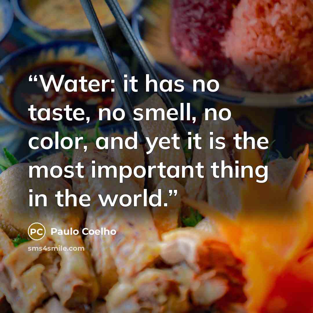 “Water: it has no taste, no smell, no color, and yet it is the most important thing in the world.” quote by Paulo Coelho