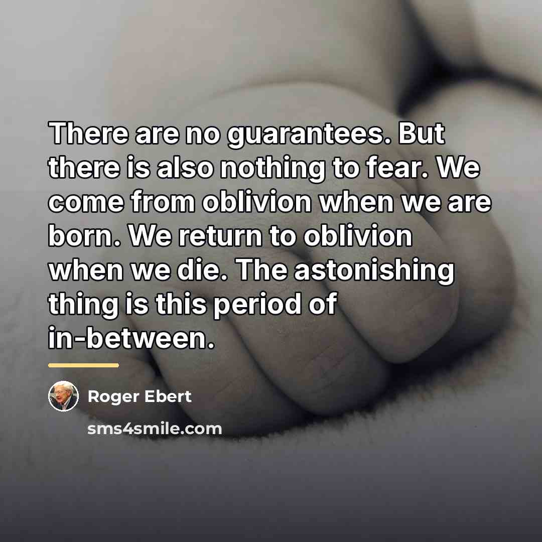 “There are no guarantees. But there is also nothing to…” quote by Roger Ebert