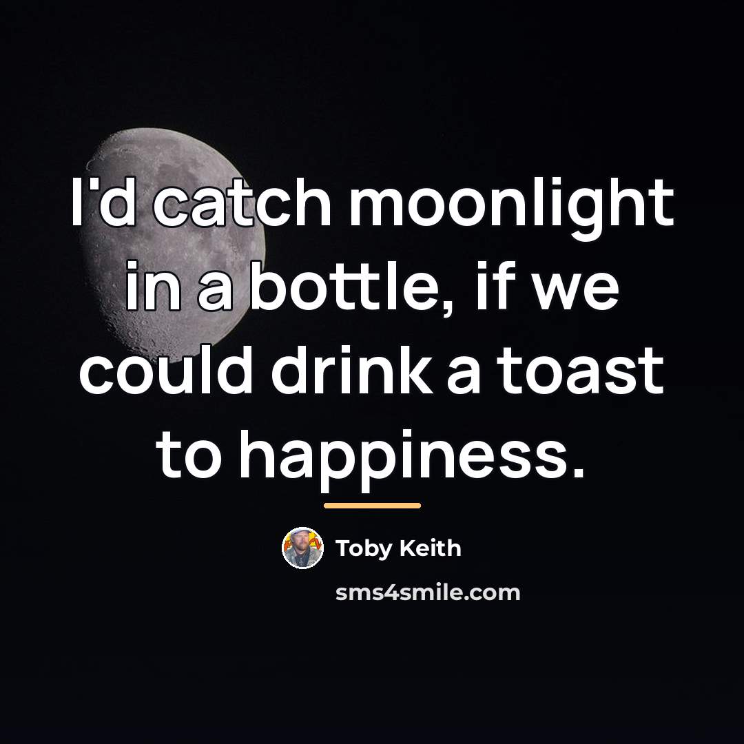 “I'd catch moonlight in a bottle, if we could drink…” quote by Toby Keith