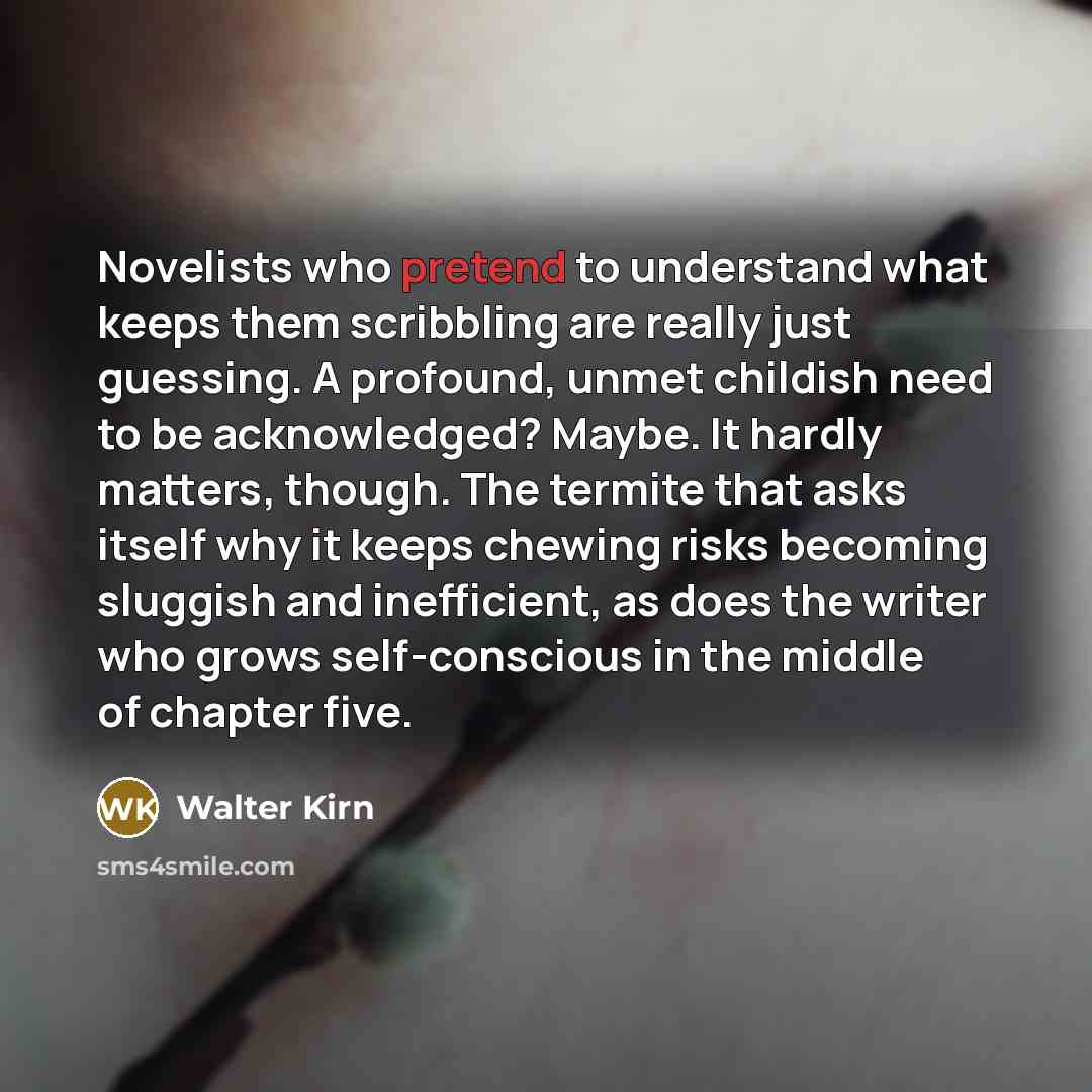 “Novelists who pretend to understand what keeps them scribbling are…” quote by Walter Kirn