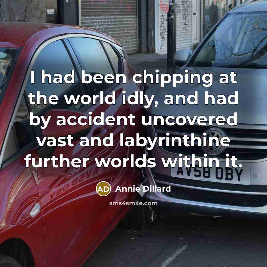 “I had been chipping at the world idly, and had…” quote by Annie Dillard