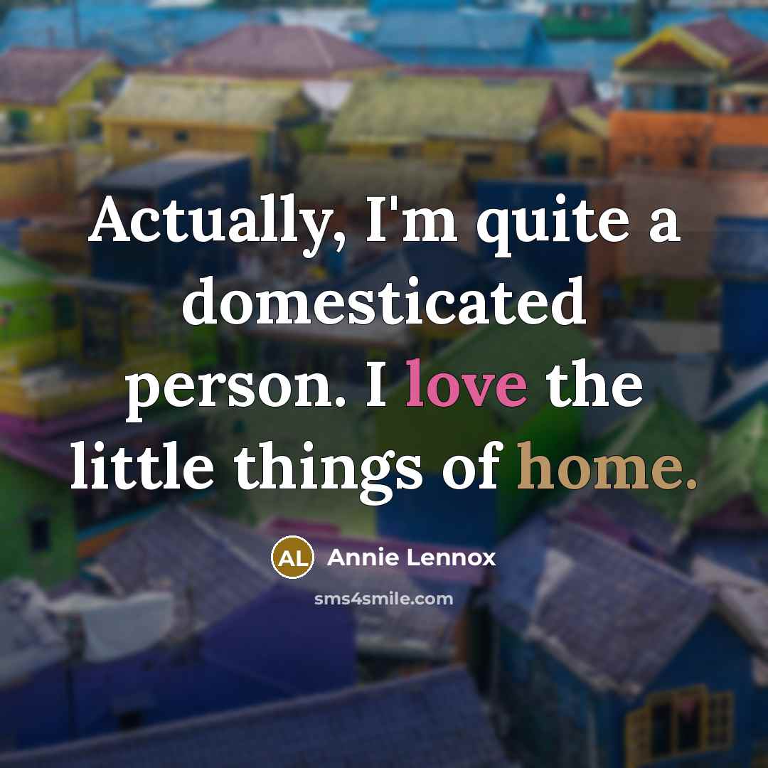 “Actually, I'm quite a domesticated person. I love the little…” quote by Annie Lennox