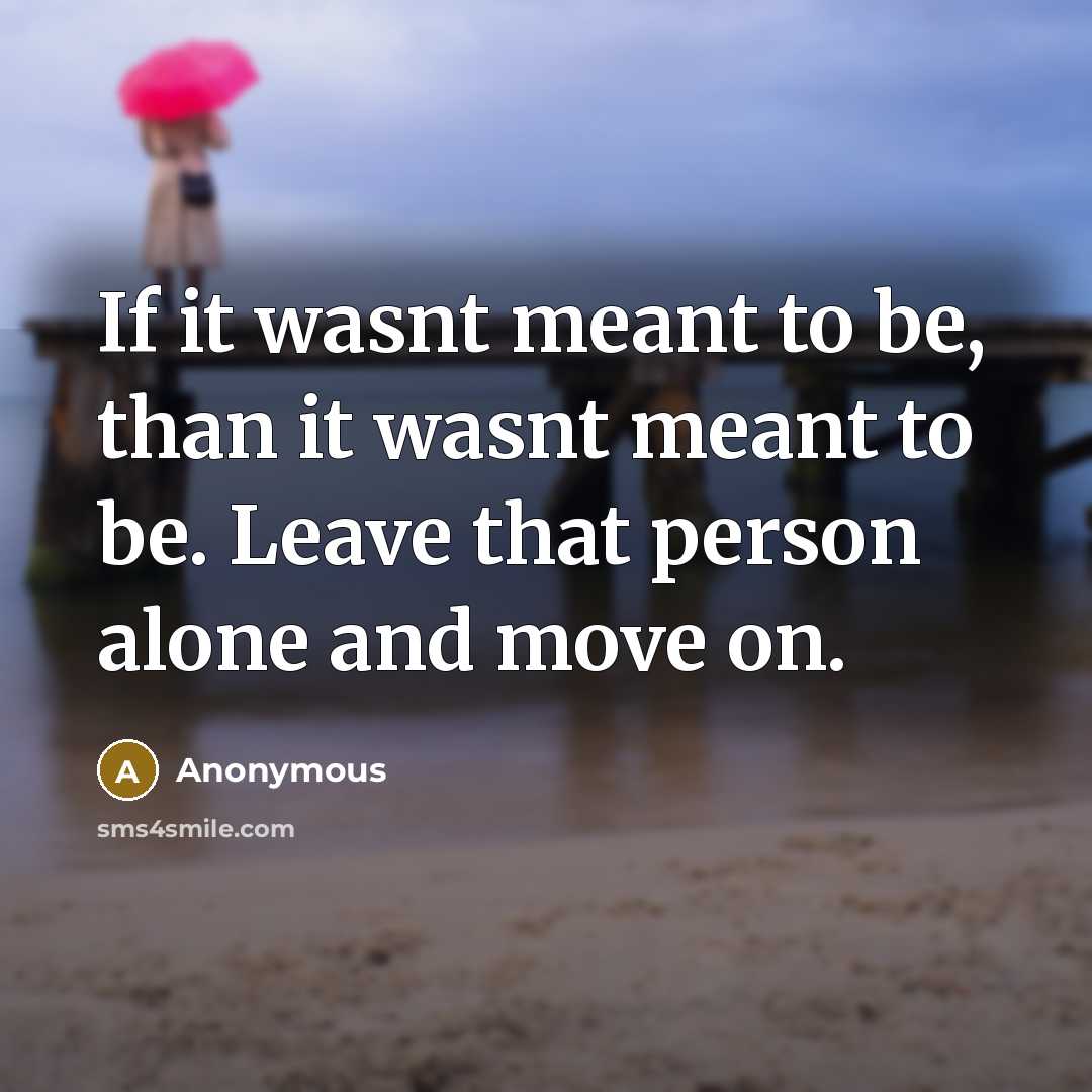 “If it wasnt meant to be, than it wasnt meant to be. Leave that person alone and move on.” quote by Anonymous
