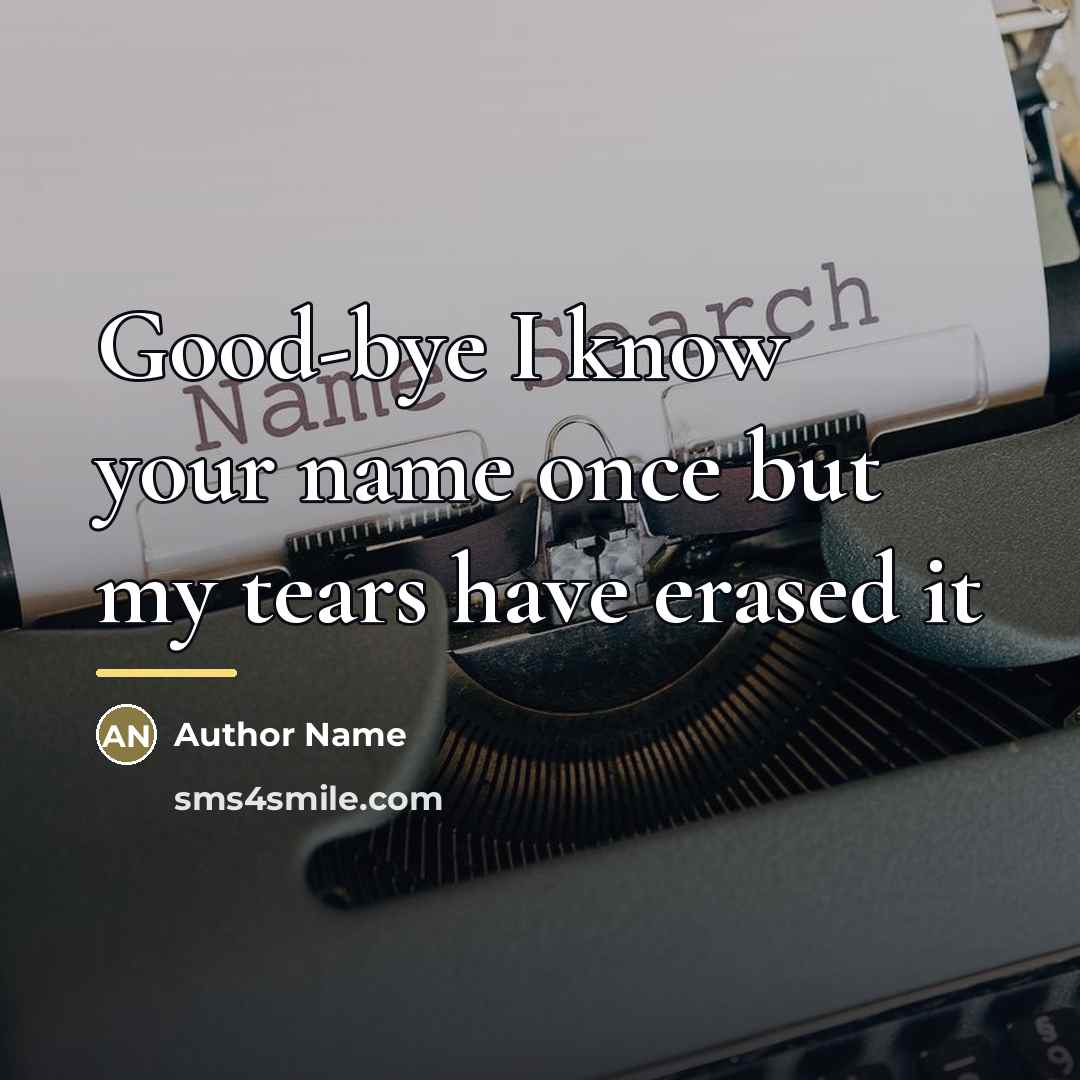 “Good-bye I know your name once but my tears have…” quote by Author Name