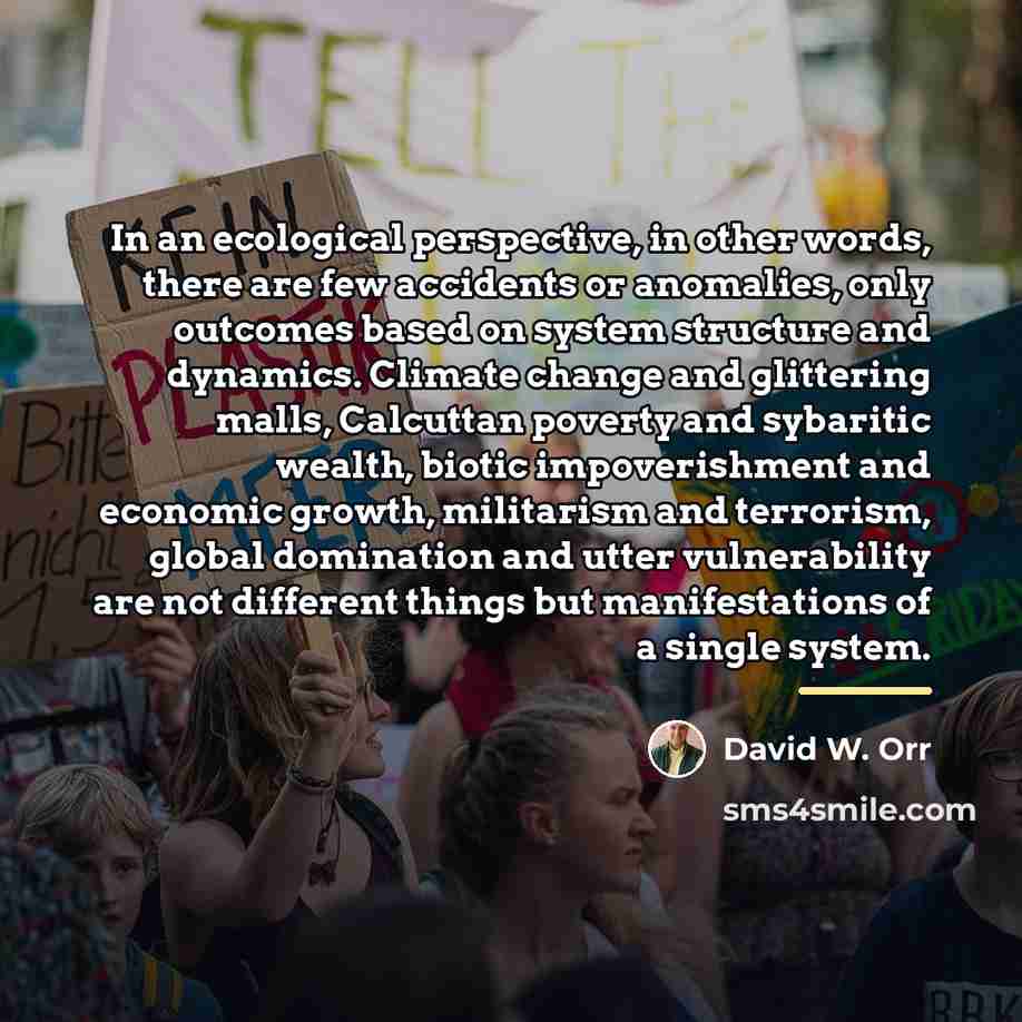 “In an ecological perspective, in other words, there are few…” quote by David W. Orr