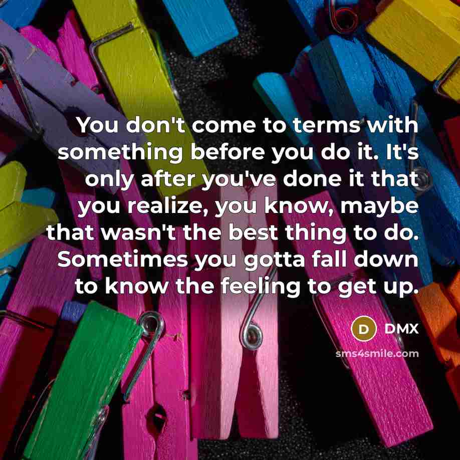 “You don't come to terms with something before you do…” quote by DMX