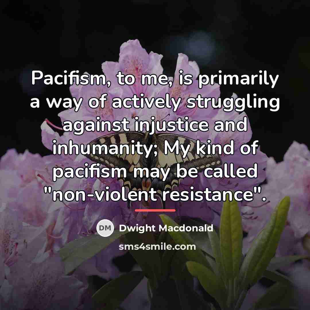 “Pacifism, to me, is primarily a way of actively struggling…” quote by Dwight Macdonald