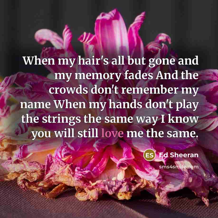 “When my hair's all but gone and my memory fades…” quote by Ed Sheeran