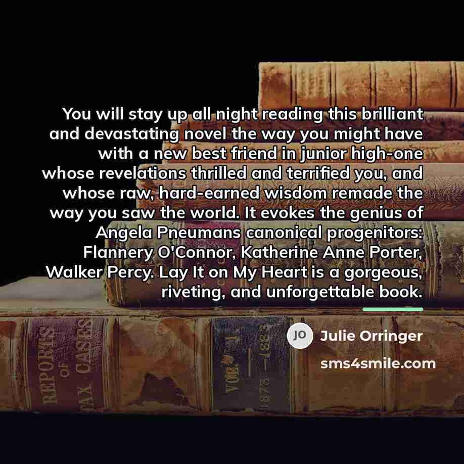 “You will stay up all night reading this brilliant and…” quote by Julie Orringer