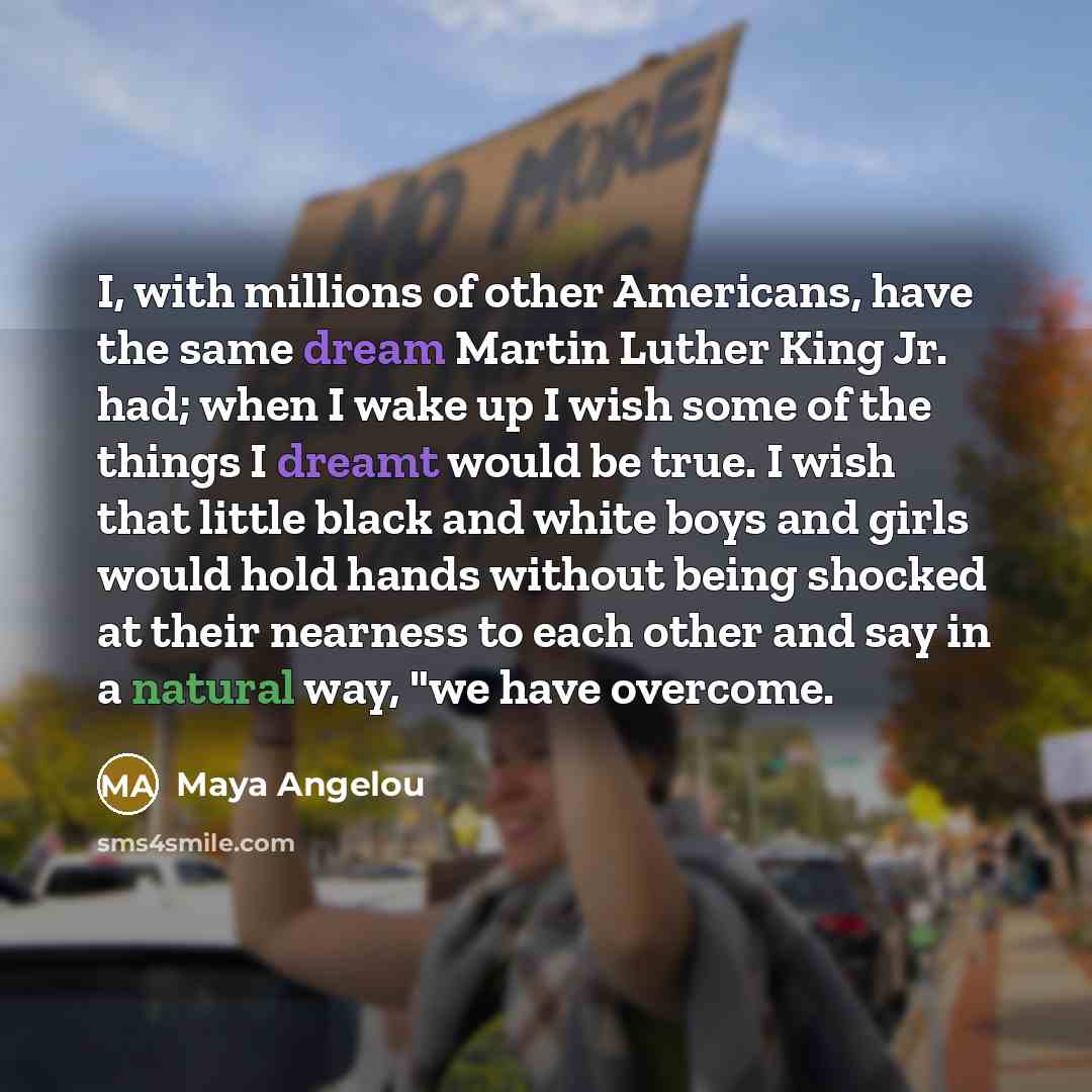 “I, with millions of other Americans, have the same dream…” quote by Maya Angelou
