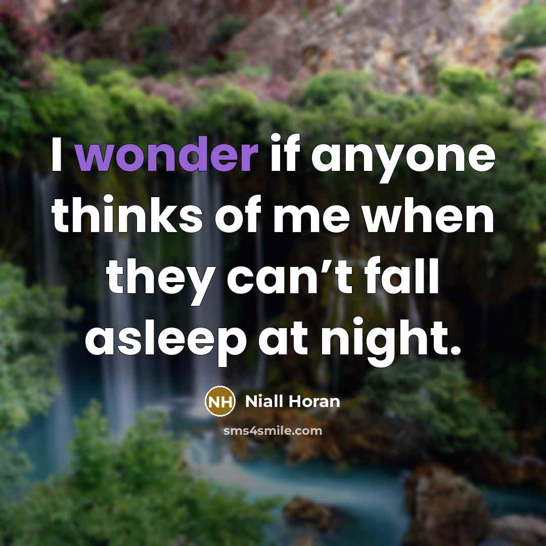 “I wonder if anyone thinks of me when they can’t fall asleep at night.” quote by Niall Horan