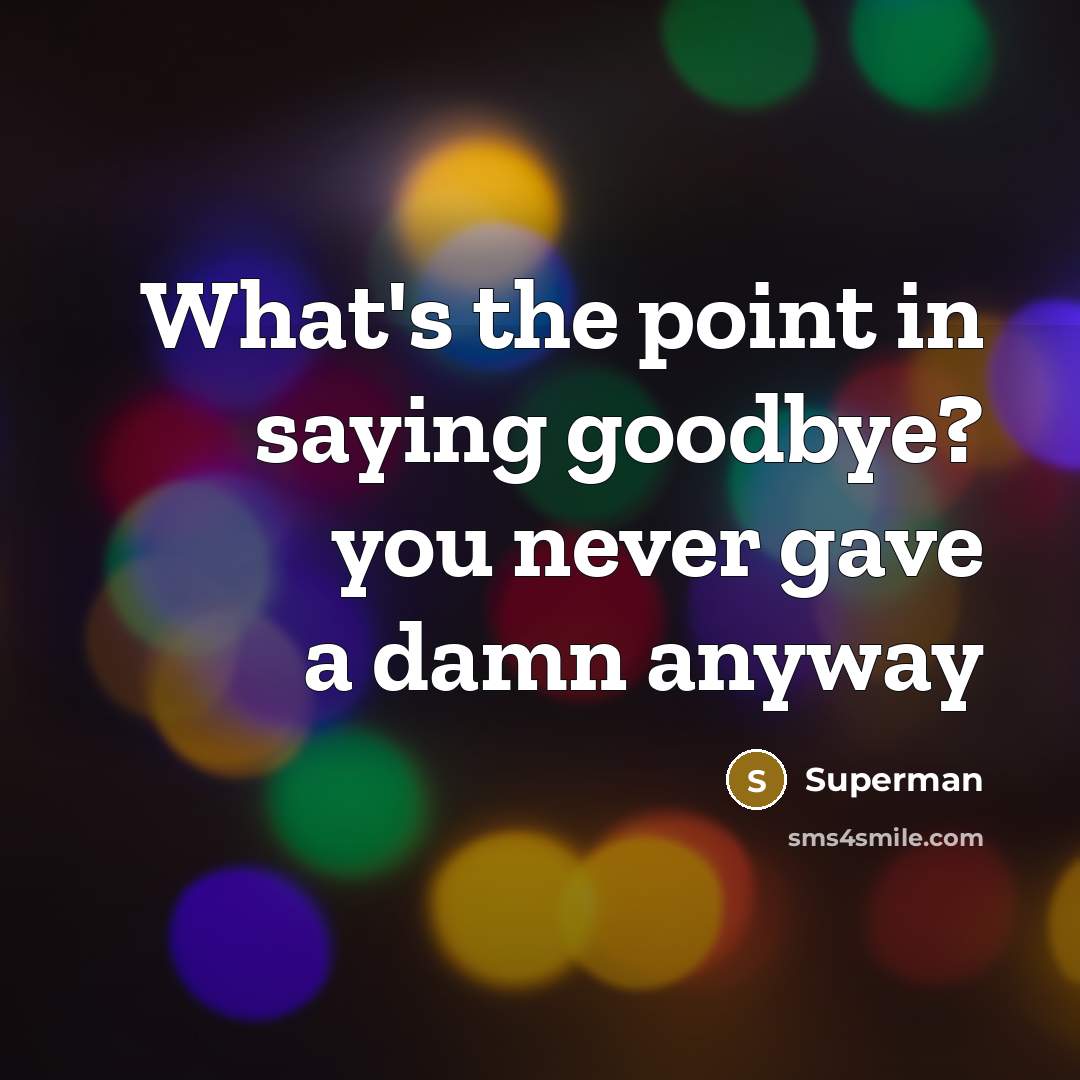 “What's the point in saying goodbye? you never gave a…” quote by Superman