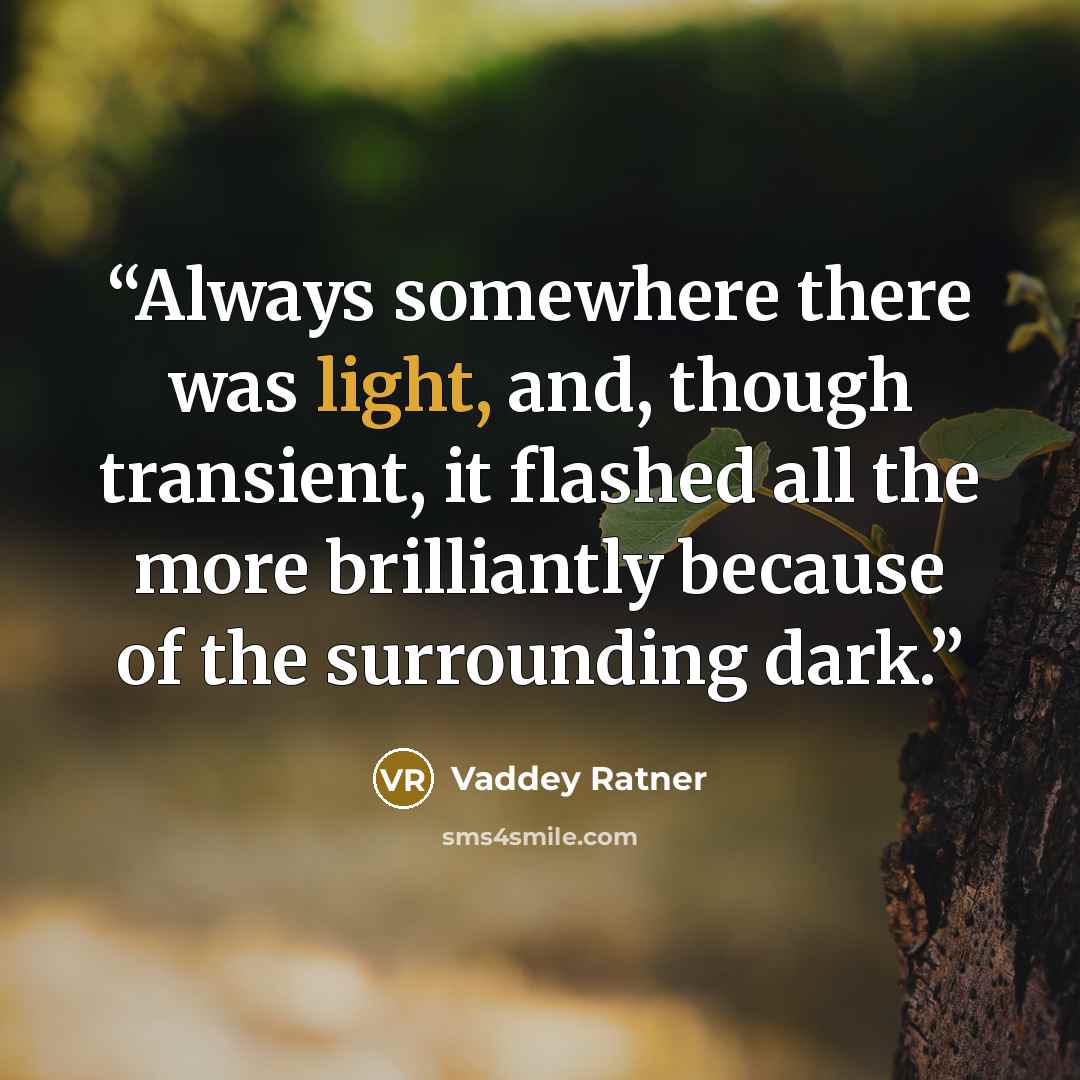 “Always somewhere there was light, and, though transient, it flashed all the more brilliantly because of the surrounding dark.” quote by Vaddey Ratner