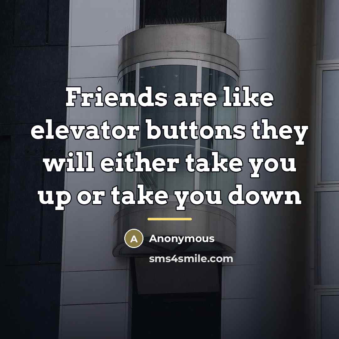 “Friends are like elevator buttons they will either take you…” quote by Anonymous
