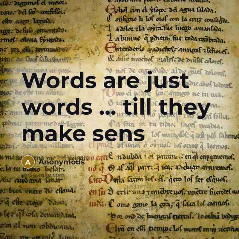 “Words are just words ... till they make sens” quote by Anonymous